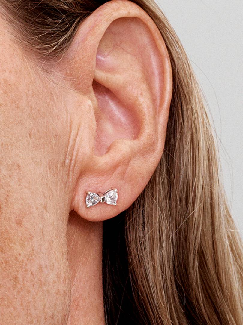 Sparkling Small Bow Stud Earrings Sterling silver