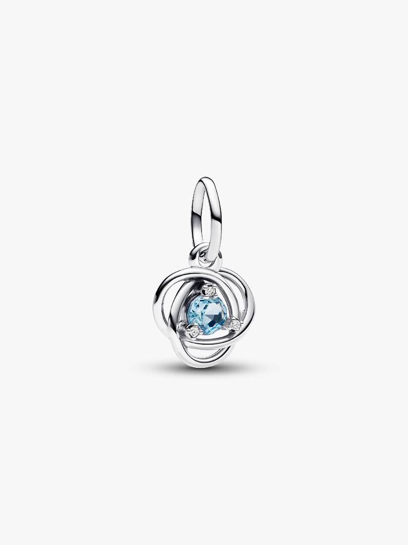FINAL SALE - Sea Aqua Blue Eternity Circle Dangle Charm Sterling silver