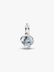 FINAL SALE - Sea Aqua Blue Eternity Circle Dangle Charm Sterling silver