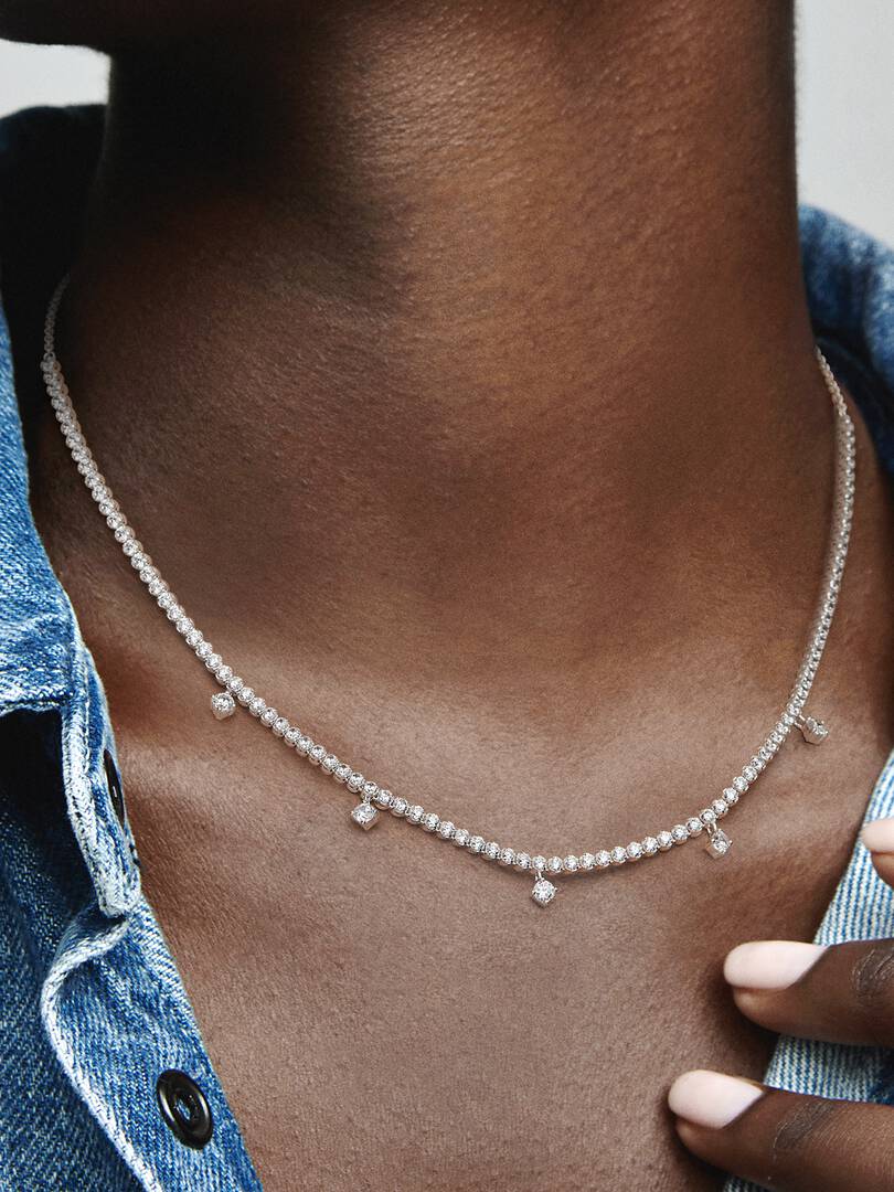 FINAL SALE - Sparkling Drop Collier Necklace Sterling silver