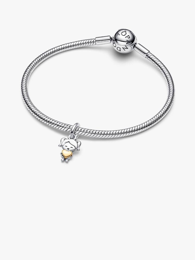 Happy Girl Dangle Charm Sterling silver, 14k gold plating