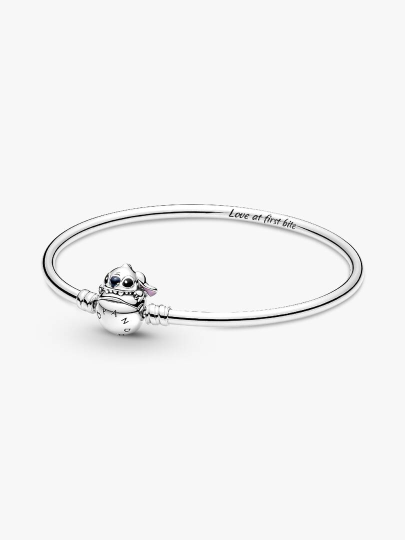 Pandora Moments Disney Stitch Biting Clasp Bangle Sterling silver