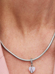 Mom Opalescent Heart Dangle Charm Sterling silver