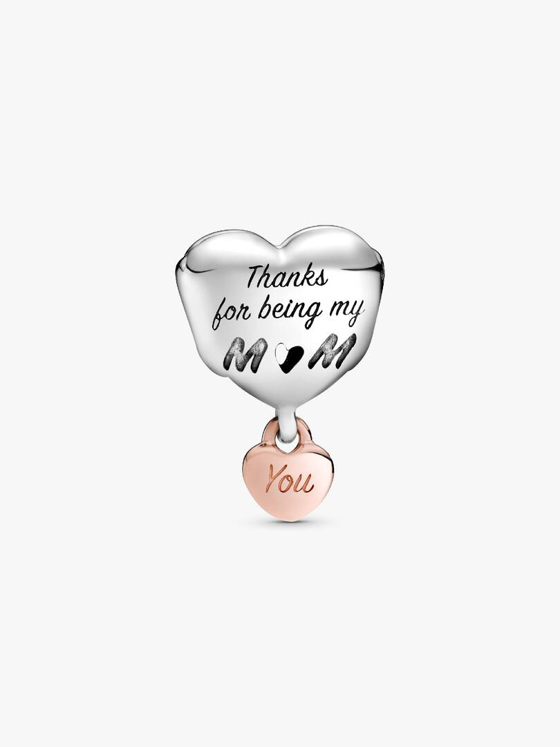 FINAL SALE - Love You Mom Heart Charm Sterling silver, 14k rose gold plating