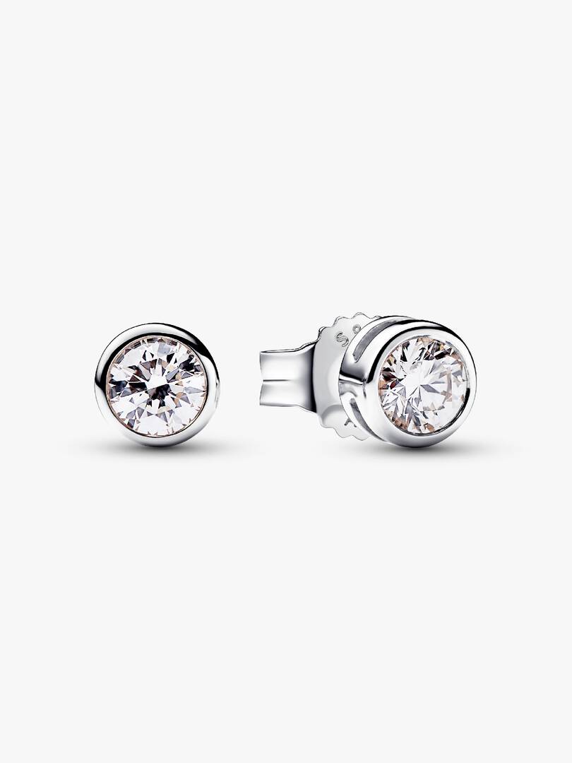 Pandora Era Bezel Sterling Silver Lab-grown Diamond Earrings 0.30 ct TW, Sterling silver
