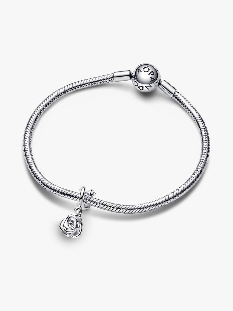 Rose in Bloom Dangle Charm Sterling silver