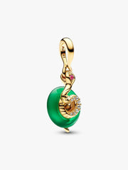Snake Green Murano Glass Dangle Charm 14k gold plating