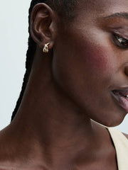 Crossover Pavé Hoop Earrings 14k gold plating