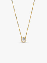 Sparkling Round Halo Pendant Collier Necklace 14k gold plating