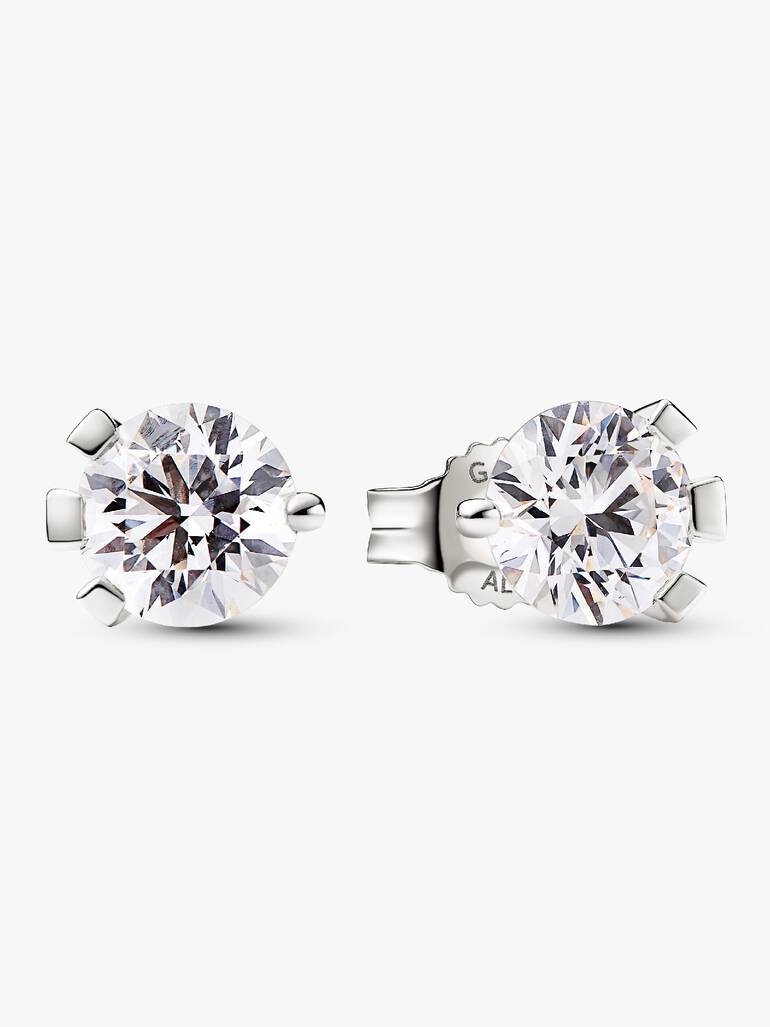 FINAL SALE - Pandora Nova 14k White Gold Lab-grown Diamond Earrings 2.00 ct TW, 14k white gold