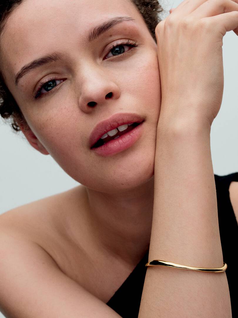 Organically Shaped Bangle 14k gold plating