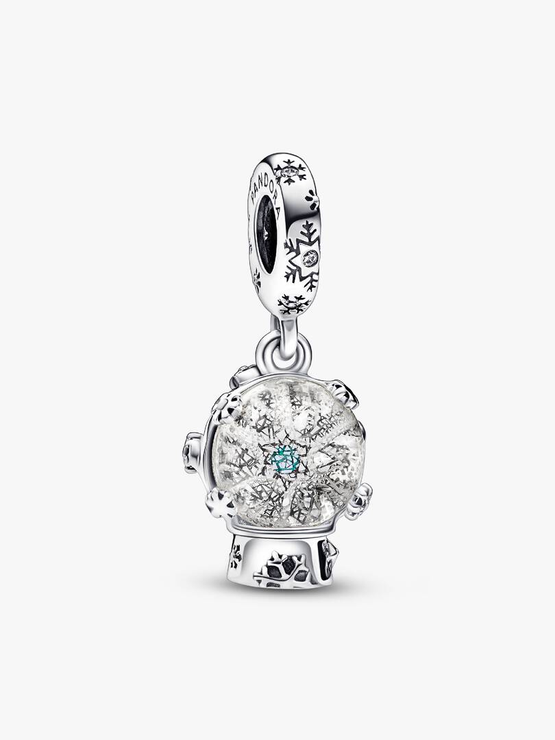 Snowflake Snow Globe Dangle Charm Sterling silver