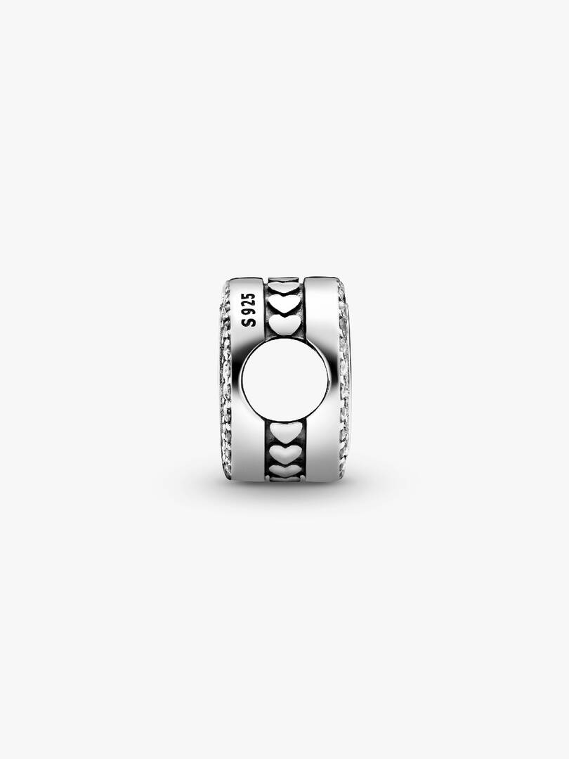 Engravable Sparkling Button Charm Sterling silver