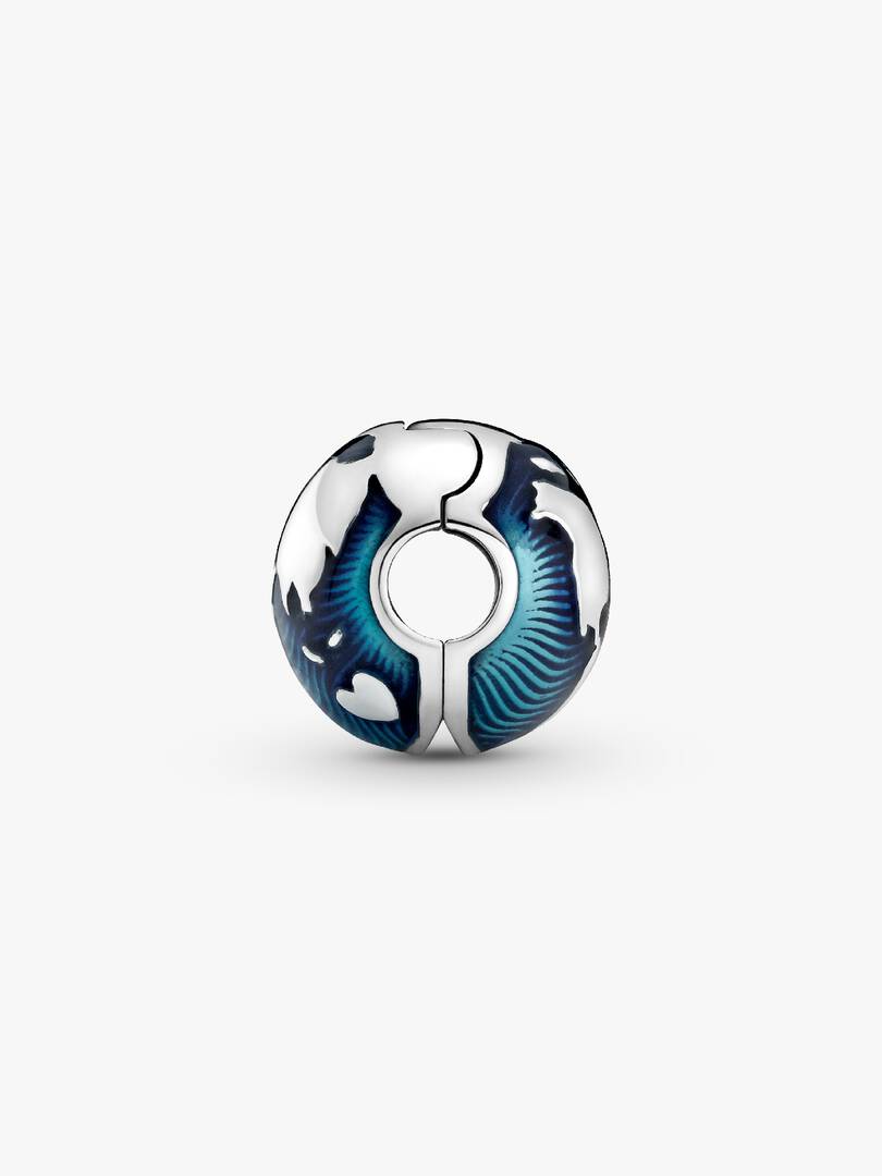 Blue Globe Clip Charm Sterling silver