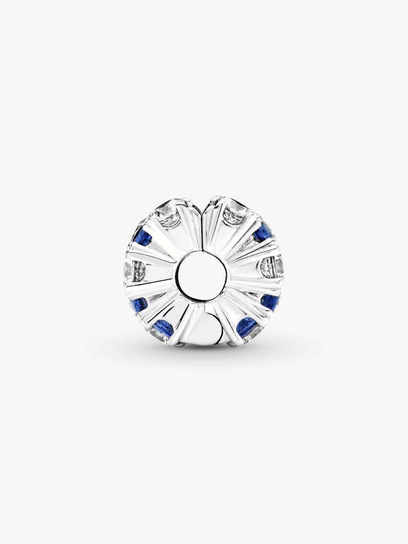 FINAL SALE - Clear & Blue Sparkling Clip Charm Sterling silver
