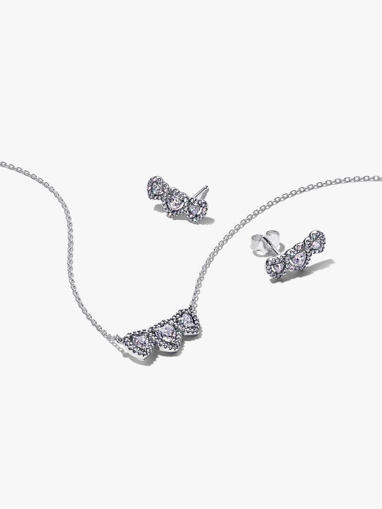 Halo Heart Trio Jewelry Gift Set Sterling silver