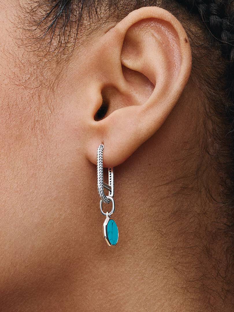 Turquoise-colored Engravable Mini Medallion Charm Sterling silver