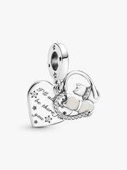 Cats & Hearts Dangle Charm Sterling silver