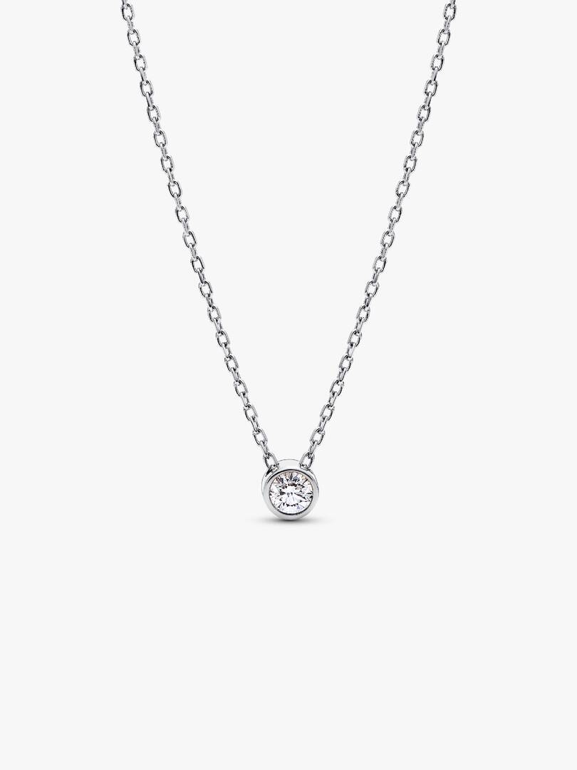 Pandora Era Bezel Sterling Silver Lab-grown Diamond Pendant Necklace 0.15 ct TW, Sterling silver