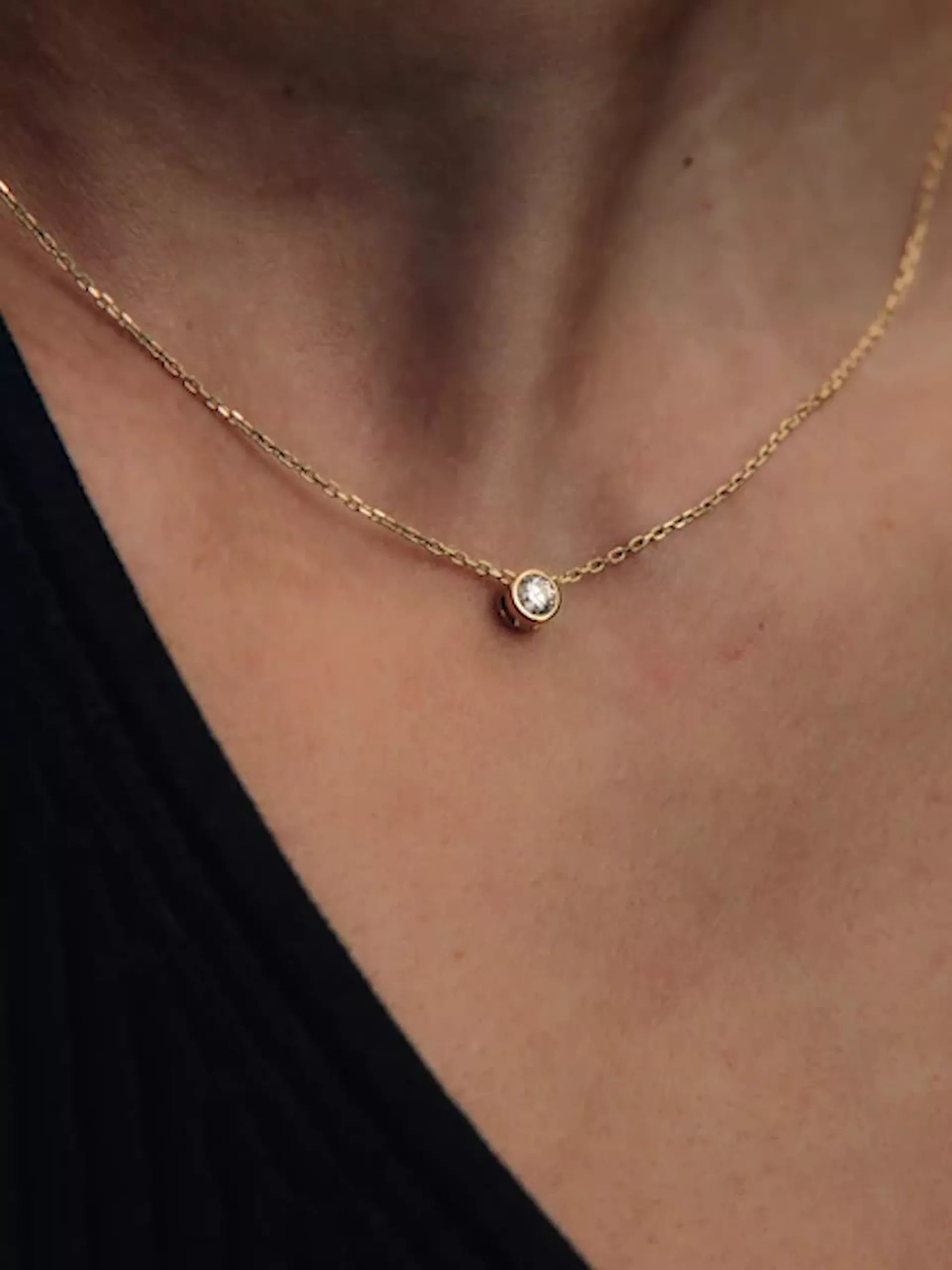 Pandora Era Bezel 14k Gold Lab-grown Diamond Pendant Necklace 0.15 ct TW, 14k gold
