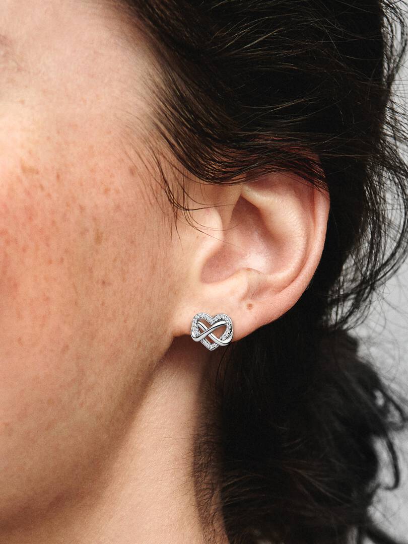 Sparkling Infinity Heart Stud Earrings Sterling silver