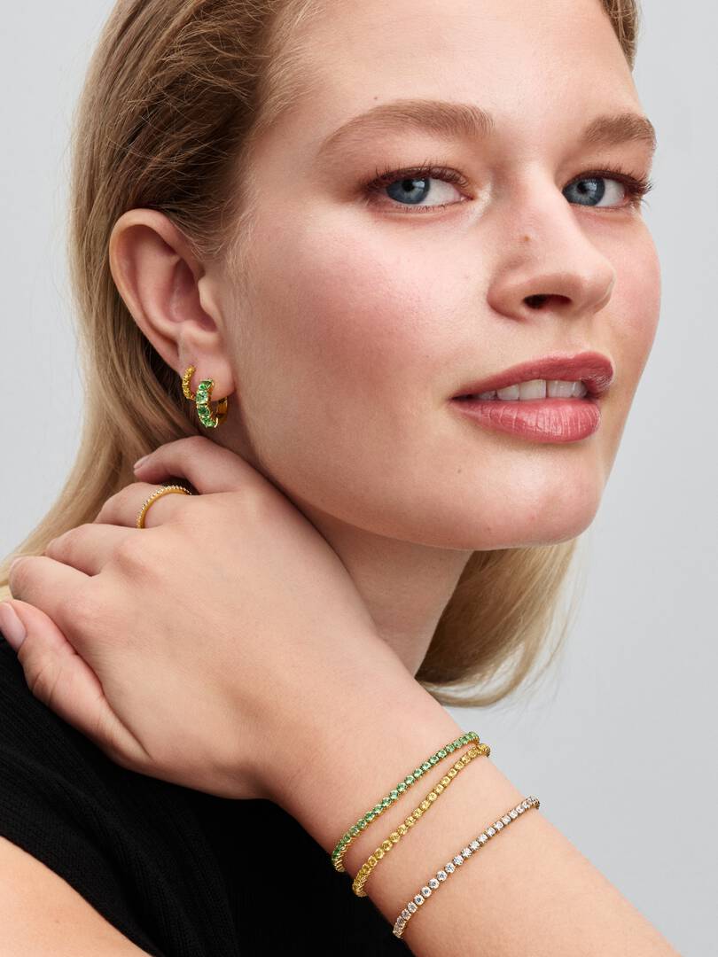 Green Hoop Earrings 14k gold plating