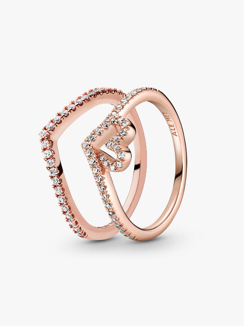 Full of Love and Sparkle Wishbone Ring Set 2 Quantity