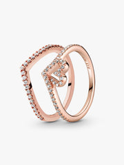 Full of Love and Sparkle Wishbone Ring Set 2 Quantity