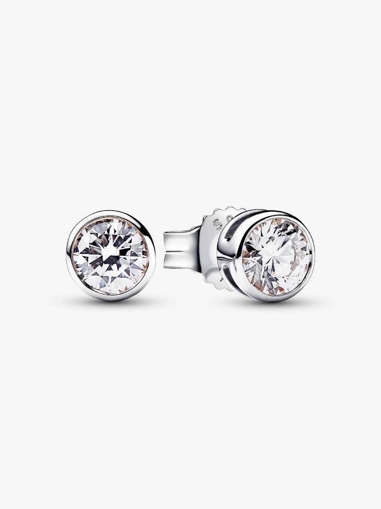 Pandora Era Bezel Sterling Silver Lab-grown Diamond Earrings 0.50 ct TW, Sterling silver