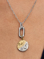 Sun and Moon Medallion Charm Sterling silver, 14k gold plating