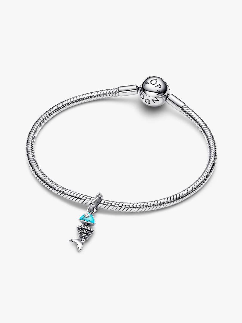 Turquoise-colored Fishbone Dangle Charm Sterling silver