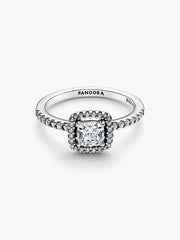 Sparkling Square Halo Ring Sterling silver