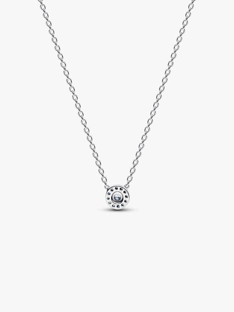 Round Pavé Halo Collier Necklace Sterling silver