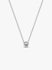 Round Pavé Halo Collier Necklace Sterling silver