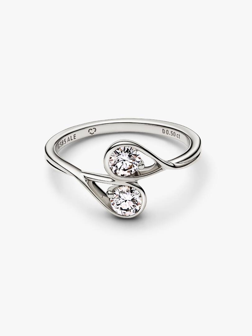 FINAL SALE - Pandora Infinite 14k White Gold Double Lab-grown Diamond Ring 0.50 ct TW, 14k white gold