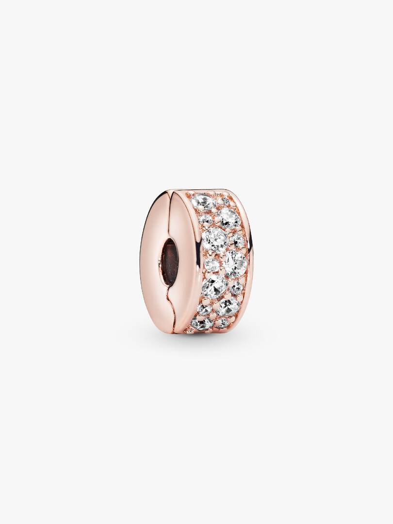 Clear Pavé Clip Charm 14k rose gold plating