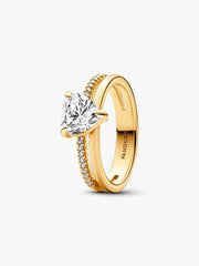 Double Band Heart Ring 14k gold plating