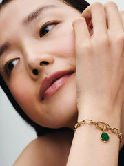 Green Engravable Mini Medallion Charm 14k gold plating