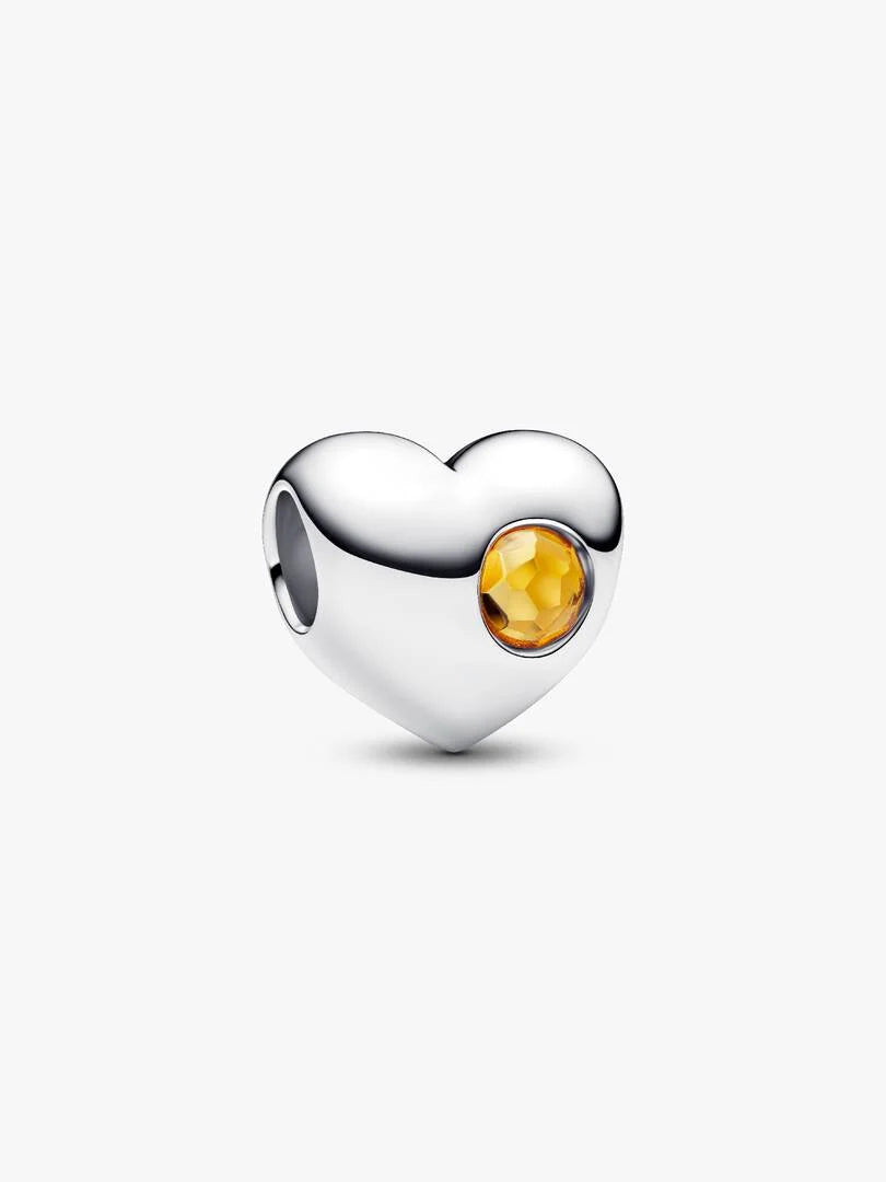 Engravable Honey Stone Heart Charm Sterling silver