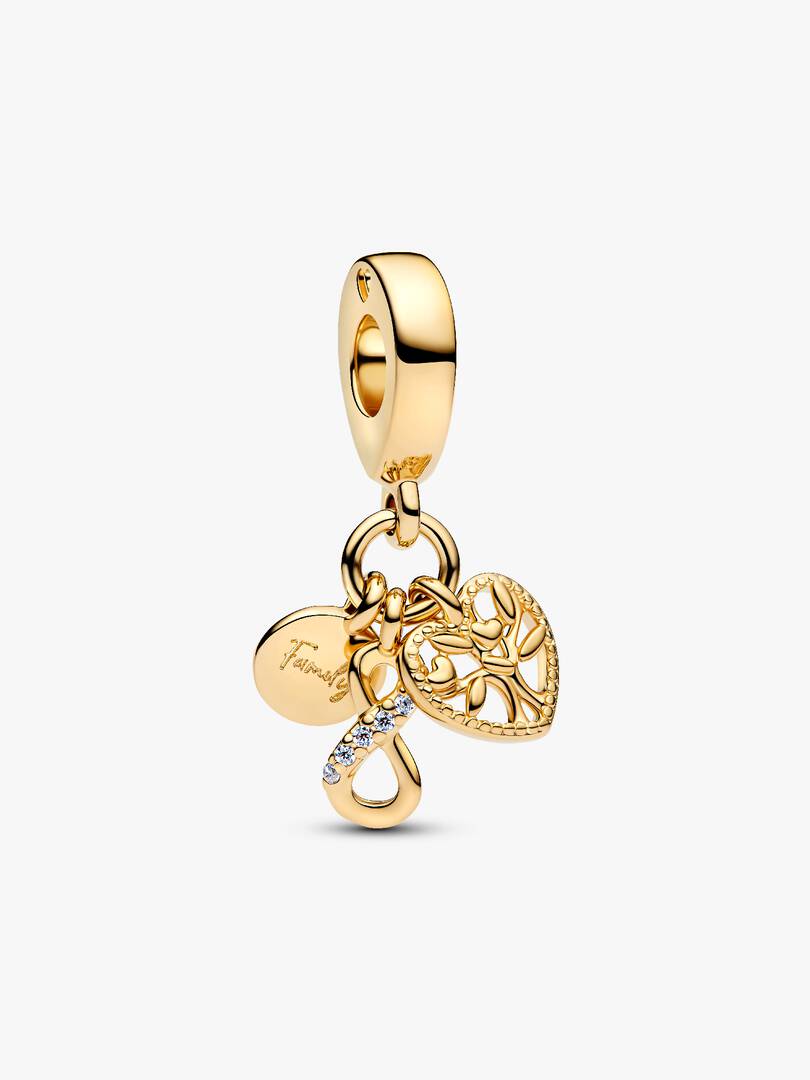 Family Infinity Triple Dangle Charm 14k gold plating