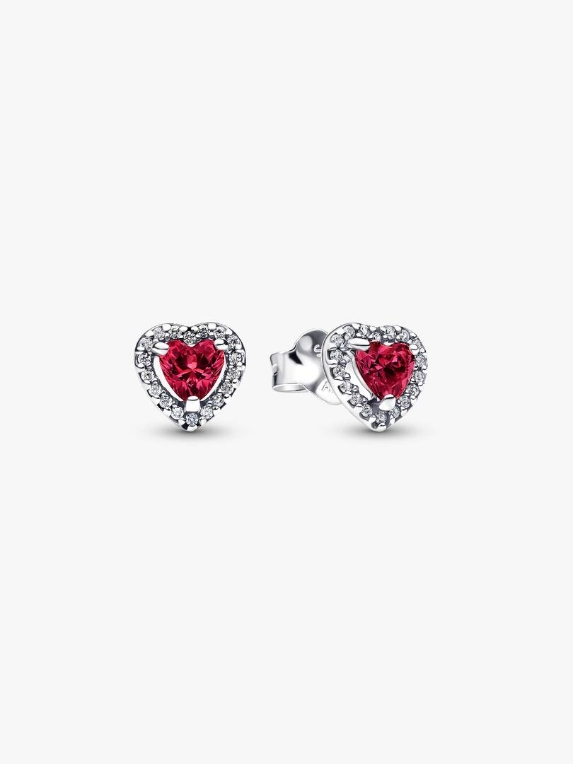 Elevated Red Heart Stud Earrings Sterling silver