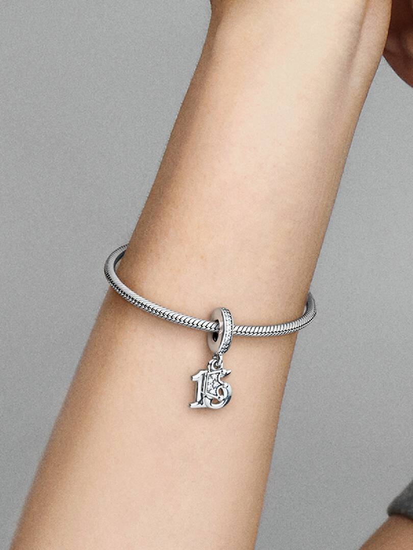 15th Birthday Dangle Charm Sterling silver