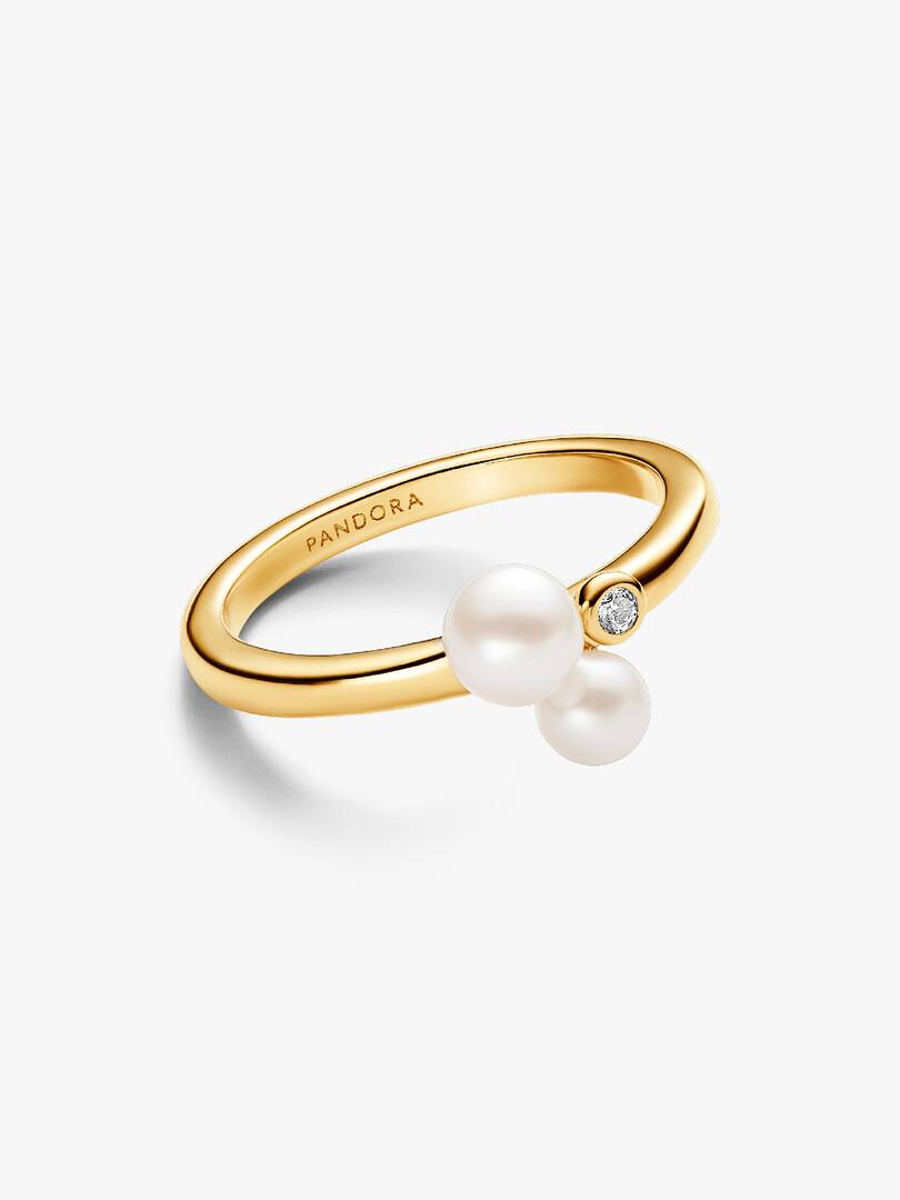 FINAL SALE - Duo Treated Freshwater Cultured Pearls Ring 14k gold plating