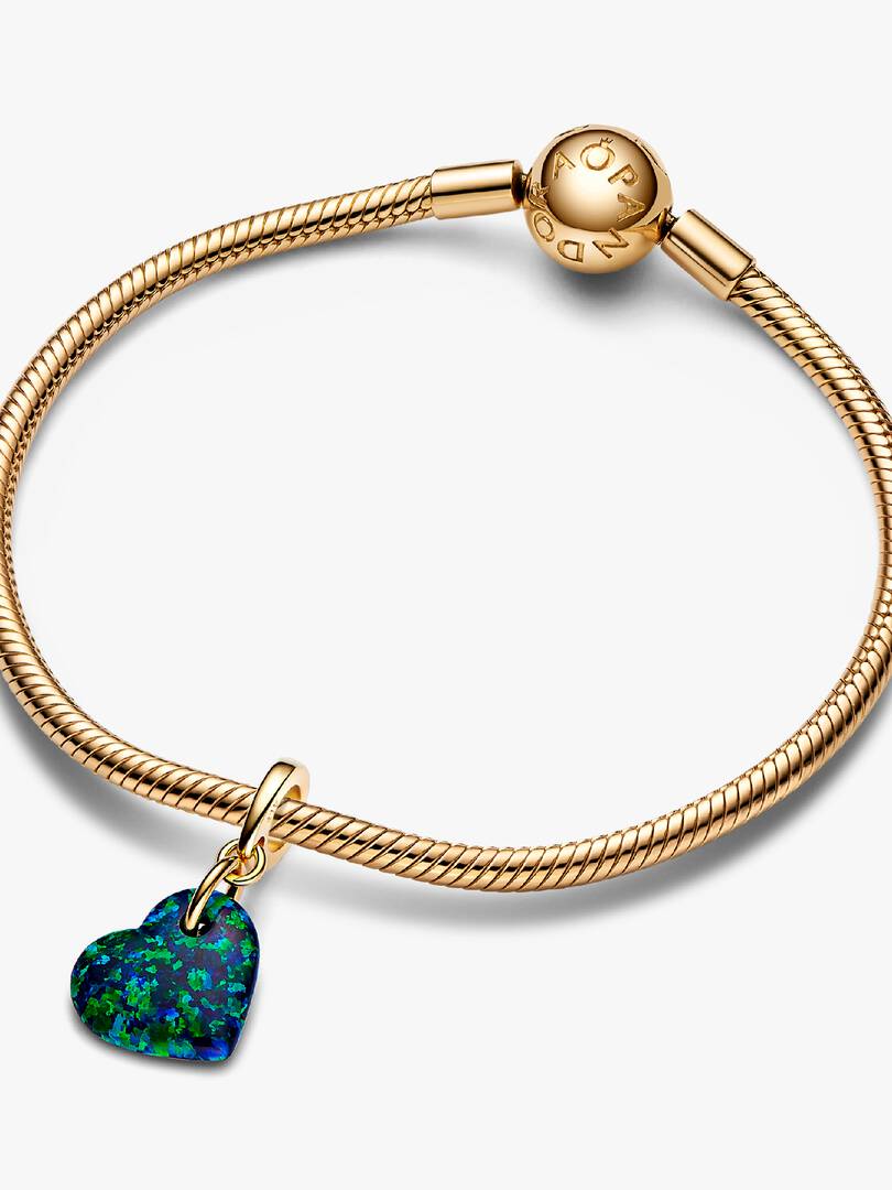 FINAL SALE - Opalescent Green Heart Dangle Charm 14k gold plating