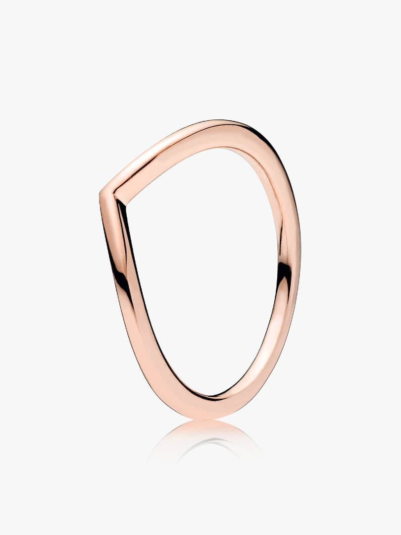 Polished Wishbone Ring 14k rose gold plating