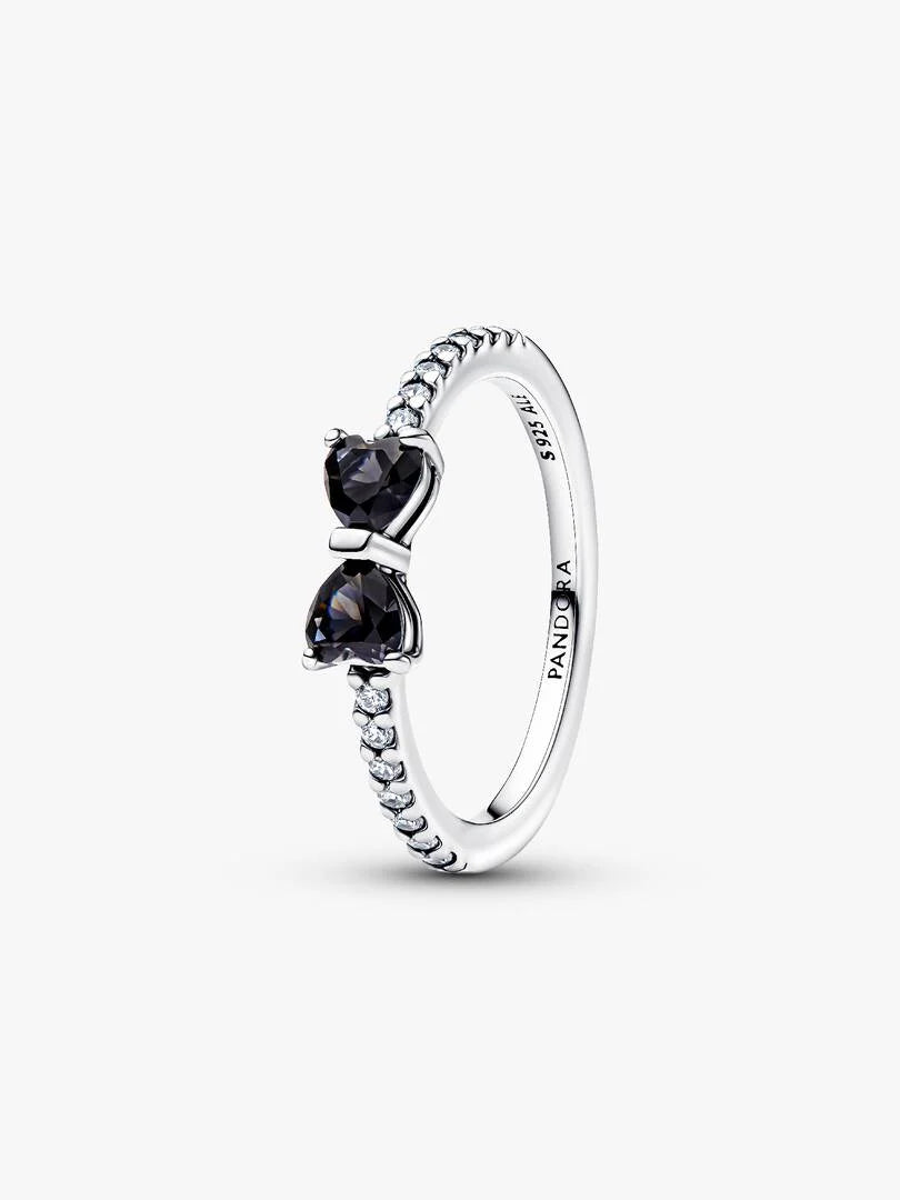 Sparkling Black Bow Ring Sterling silver