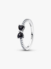 Sparkling Black Bow Ring Sterling silver