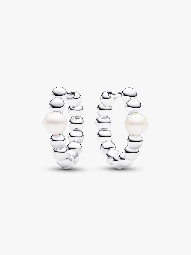 FINAL SALE - Treated Freshwater Cultured Pearl & Beads Hoop Earrings Sterling silver