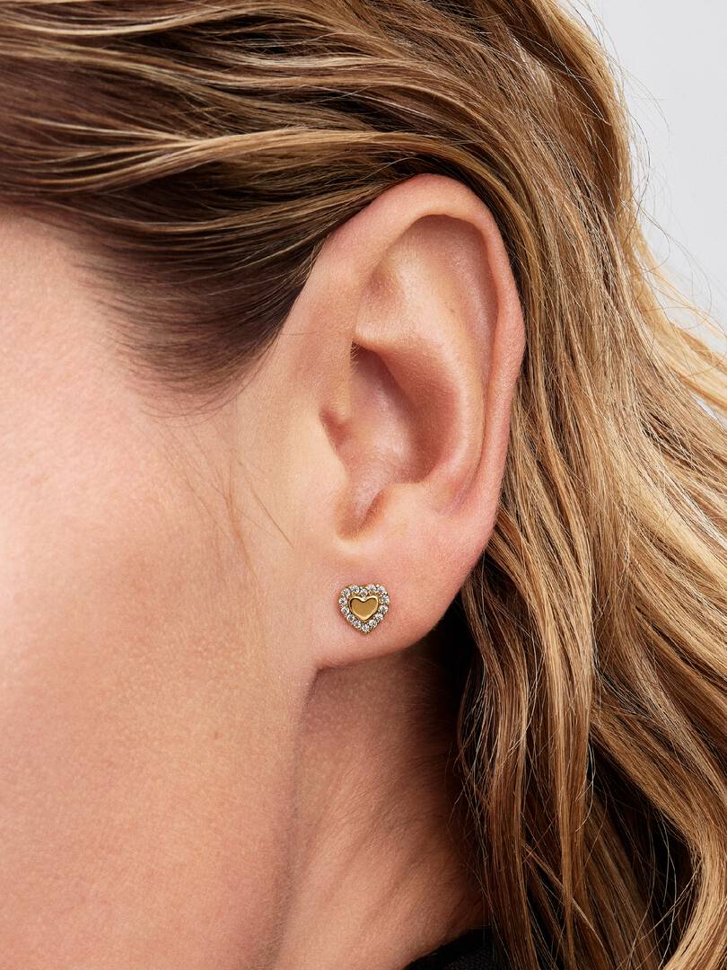 Heart Halo Stud Earrings 14k gold plating
