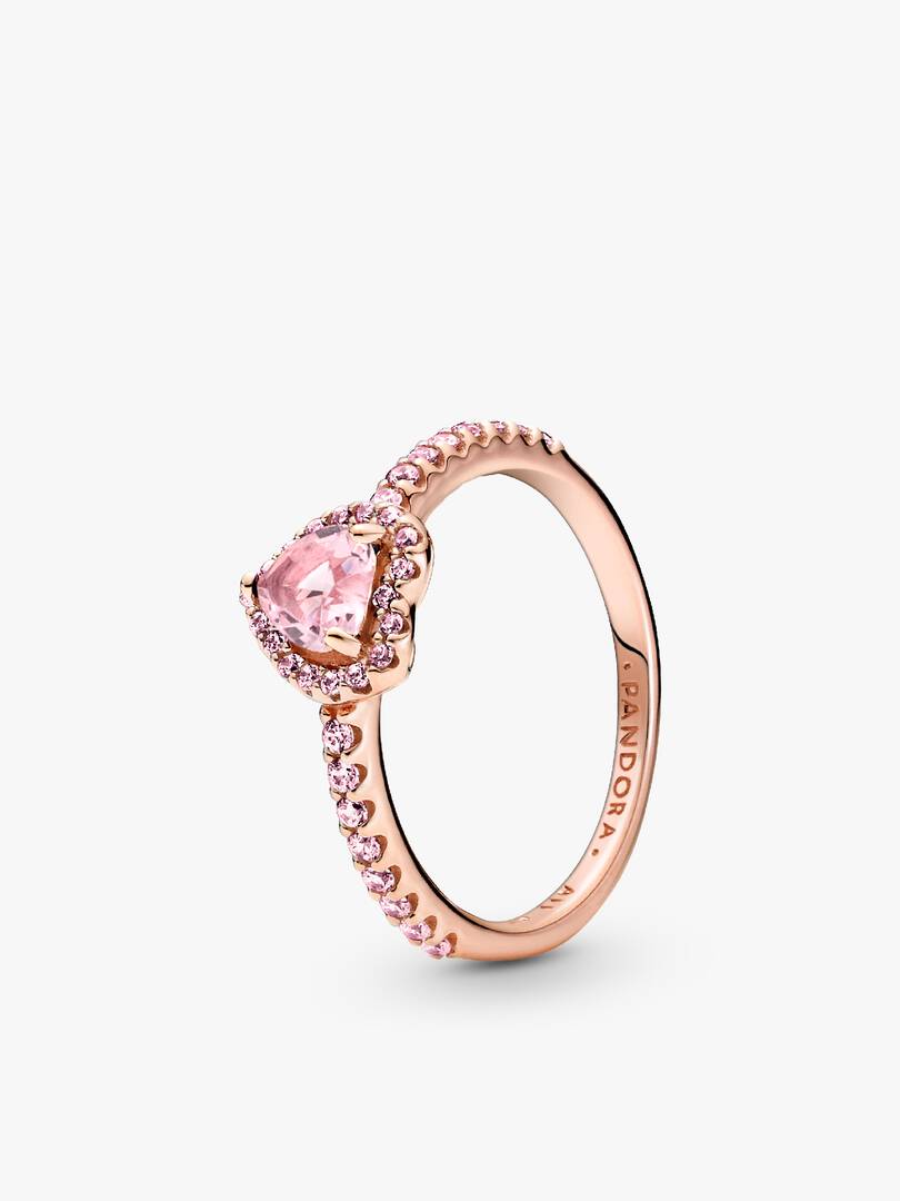 Pink Sparkling Elevated Heart Ring Set 2 Quantity